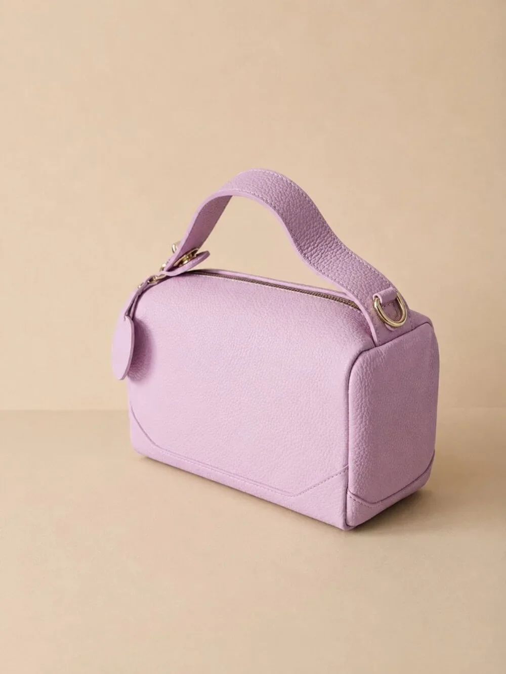 Lilac Italian Leather Crossbody Bag, Pastel Shoulder Bag, Minimalist Purse